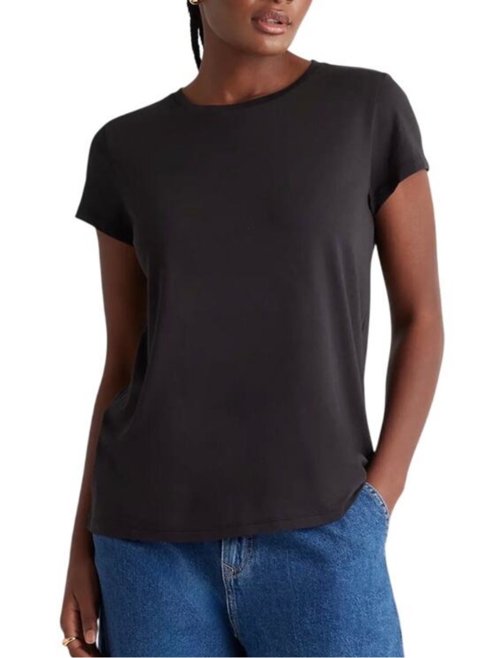 NWT Quince Cotton Modal Crew Neck Swing Tee Black Sz XL - Picture 2 of 8